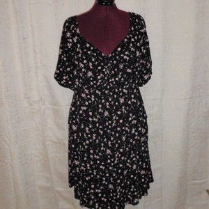 Torrid ditzy floral crinkle cut gauze puff sleeve peasant dress size 2X